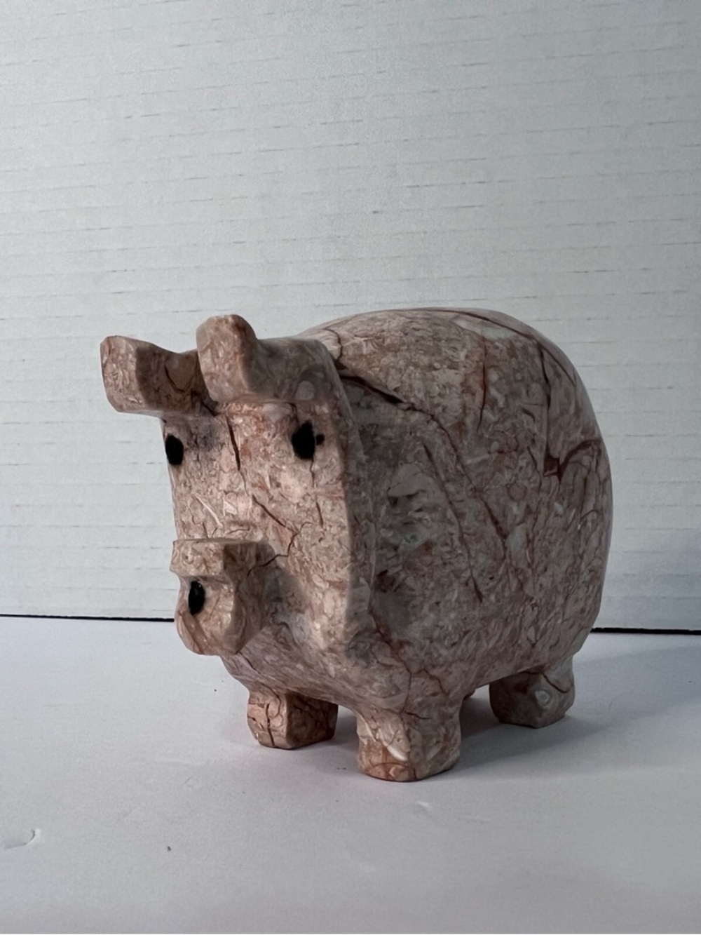 Marble Stone Pink Pig Hand Carved Figurine Paperweight‎ 1 Lb 3 Oz Heavy